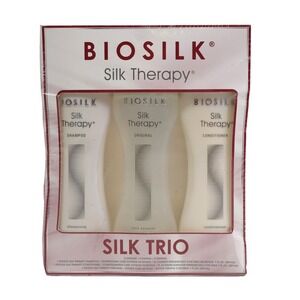 BioSilk Silk Therapy Trio Gift Set Silk Infused Shampoo, Conditioner & Serum 7oz